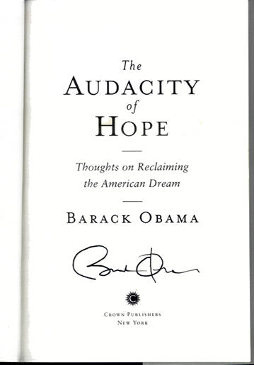 Barack Obama Signature on Audacity of Hope