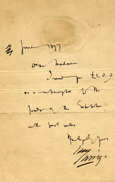 Signature of Bram Stoker and Henry Irving