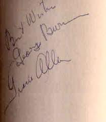 Signatures of George Burns and Gracie Allen