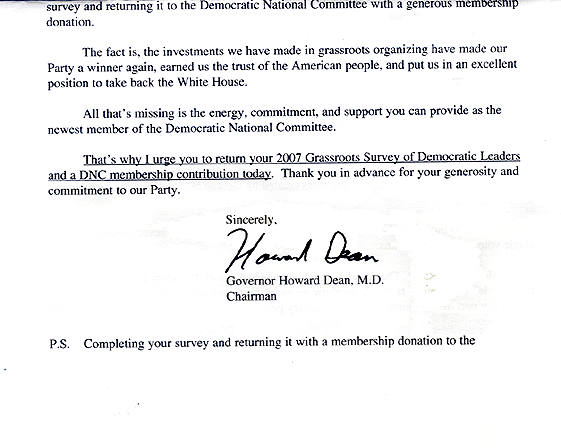 Signature of Howard Dean 