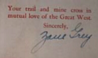 Signature of Zane Grey