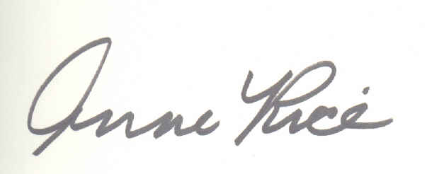 Signature of Anne Rice