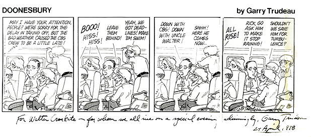 To Walter Cronkite Signature of Garry Trudeau 